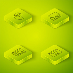 set isometric line monitor and mobile ui ux vector image