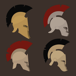 set of four antique helmets vector