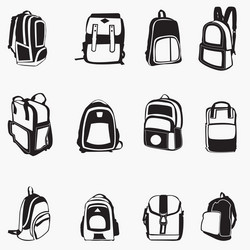 Backpack Silhouettes - Adventure Icons Vector Image