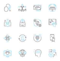 computerized connectedness linear icons set vector image