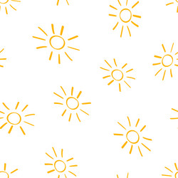 Hand drawn sun icon seamless pattern background Vector Image