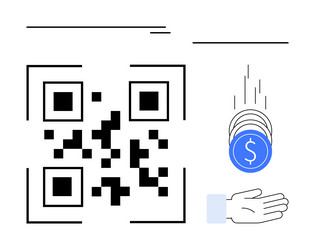 qr code payment concept with coins dropping vector image