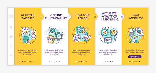 software as service pluses onboarding template vector image