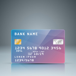 Bank card with reflect number is random vector