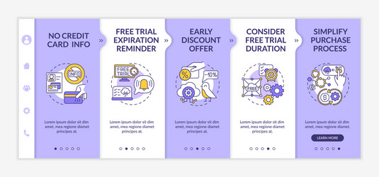 Free software as service trial onboarding template vector