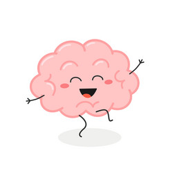 Cute funny cartoon brain character Royalty Free Vector Image