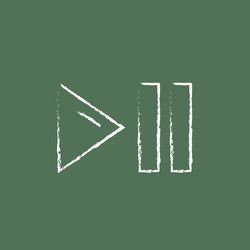 pause and next button icon drawn in chalk vector image