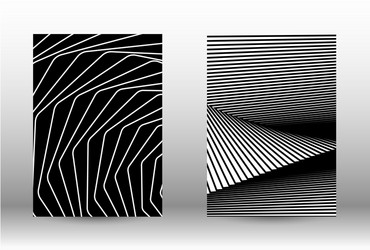 set of abstract patterns with distorted lines vector image