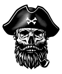a dead pirate with smoking pipe and captains Vector Image