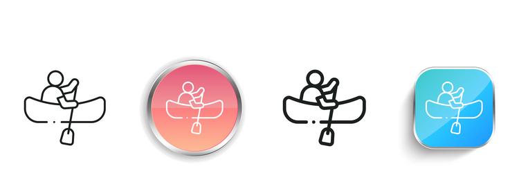 canoeing icon thin linear regular and button vector image