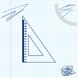 triangular ruler line sketch icon isolated vector image