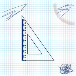 Triangular ruler line sketch icon isolated vector