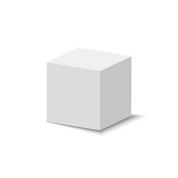 white cube 3d abstract box with shadow geometric vector image