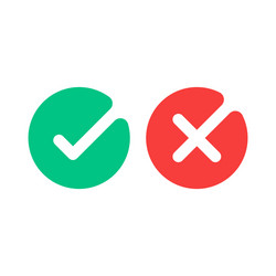 Check mark icons green tick and red cross vector