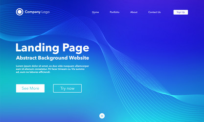 gradient abstract wave background landing page vector image