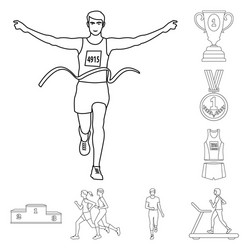 isolated object exercise and sprinter logo set vector image