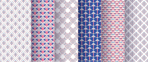 set of abstract geometric seamless patterns vector image