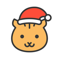 Squirrel wearing santa hat outline icon editable vector