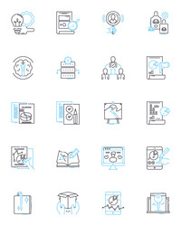 information handling linear icons set retrieval vector image