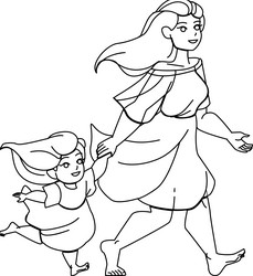 Asian daughter mother Royalty Free Vector Image