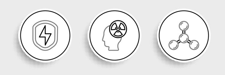 set line molecule secure shield with lightning vector image