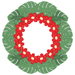 circle frame with an abstract image of monstera vector image