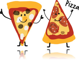 pizza slices character sketch for your design vector image