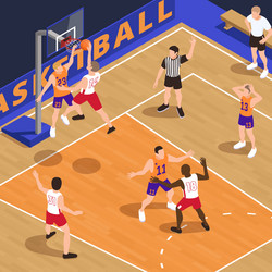 playing basketball isometric composition vector