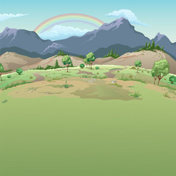Nature rainbow view with the cloud board blank Vector Image