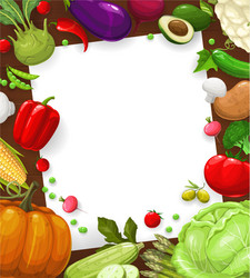 Recipe card salad vegetables frame template vector