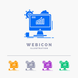 analytics chart seo web setting 5 color glyph vector image