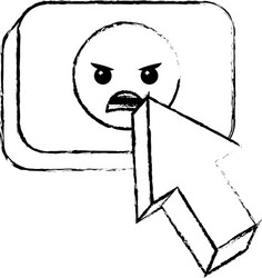 arrow cursor with emoticon angry button icon vector image