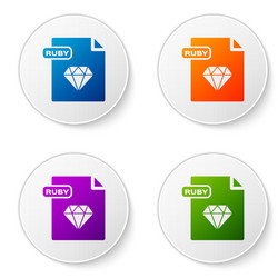 color ruby file document download button vector image