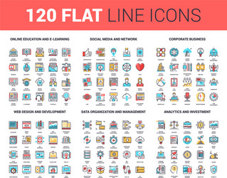 Flat Line Web Icons - Digital & Business vector image