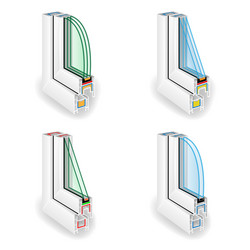 Plastic window frame profile structure corner vector