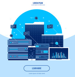 server data center flat internet vector image