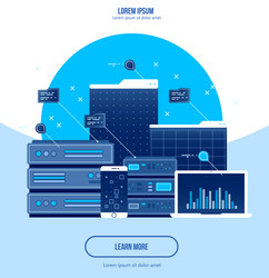 Server data center flat internet vector