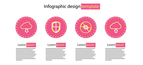 set line cd or dvd disk cloud upload shield vector image