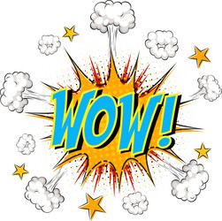 word wow on comic cloud explosion background Vector Image