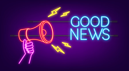 Megaphone with good news banner web vector