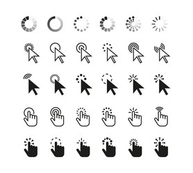 pointer click cursor icon web outline pictogram vector