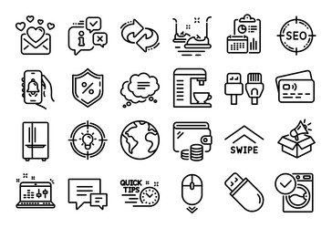 set of seo refrigerator and idea line vector image