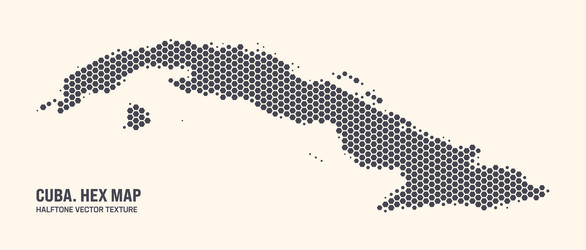 cuba map hexagonal half tone pattern isolated vector image
