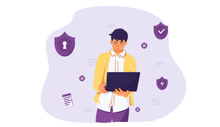 cyber security concept man working vector