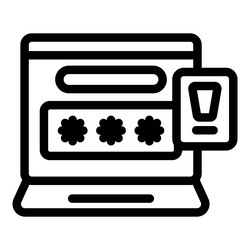 laptop showing warning message with password vector image