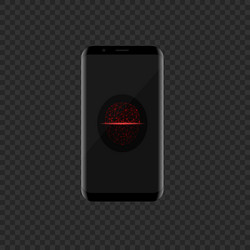 Smartphone with red face scan icon vector