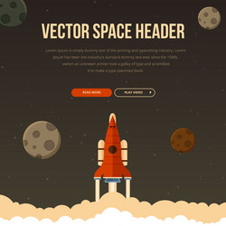 Flat rocket header background image vector