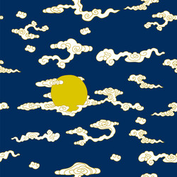 Oriental gold clouds sun and moon Royalty Free Vector Image