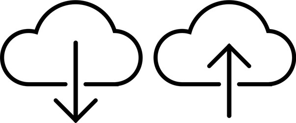 Outline cloud dowload and upload icon on white vector