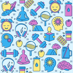 Biohacking concept seamless pattern in colored vector